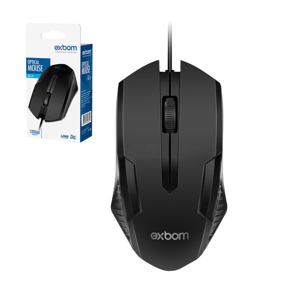 Mouse com fio USB MS-71 Exbom 1200 dpi