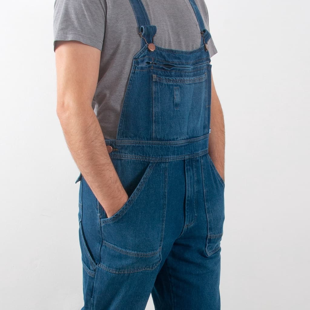 Jardineira Jeans Masculina Comfort Mecânico Caminhoneiro Social