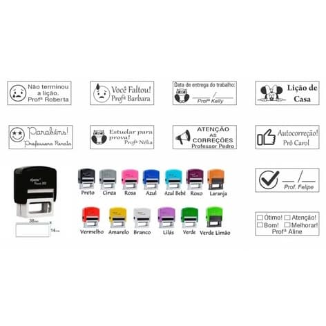 Carimbos Automático Pedagógico/Professores - Modelo Nykon Power 302 com Medida de 14x38mm