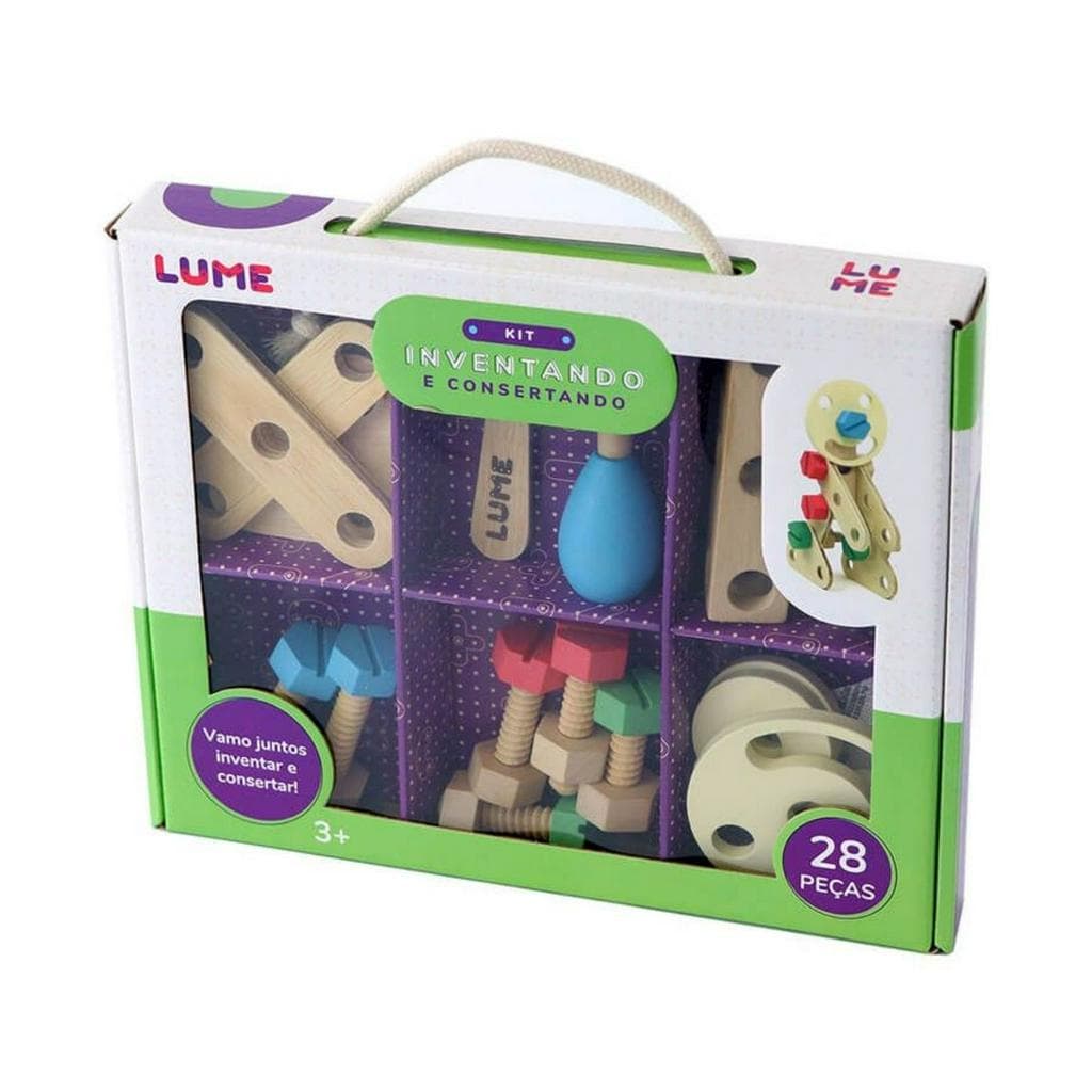 Kit inventando e consertando brinquedo em madeira - Lume