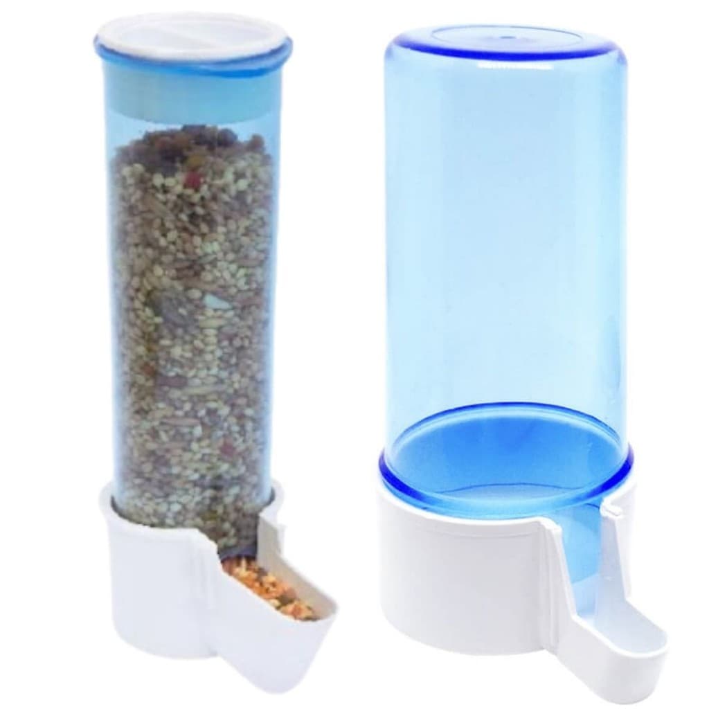 Kit Comedouro Automático de Sementes 120ml + Bebedouro Automático 200ml - Aves e Pássaros