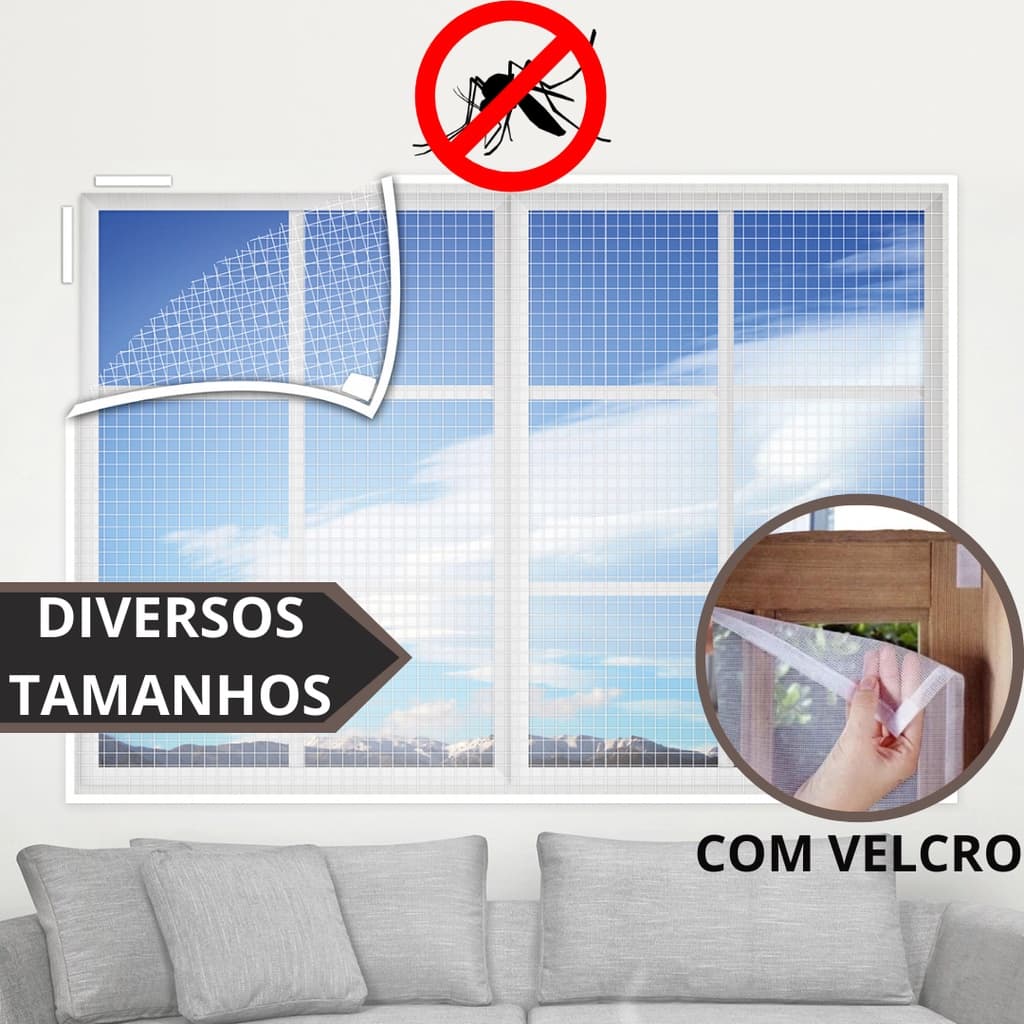 Tela Mosquiteira Mosquito Para Janela Diversos Tamanhos Velcro Anti-inseto Removivel Pernilongo