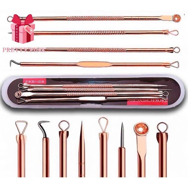 Kit 4 de Ferramentas de Beleza Extrator de Acne Removedor de Cravo Espinha Aço Inoxidável