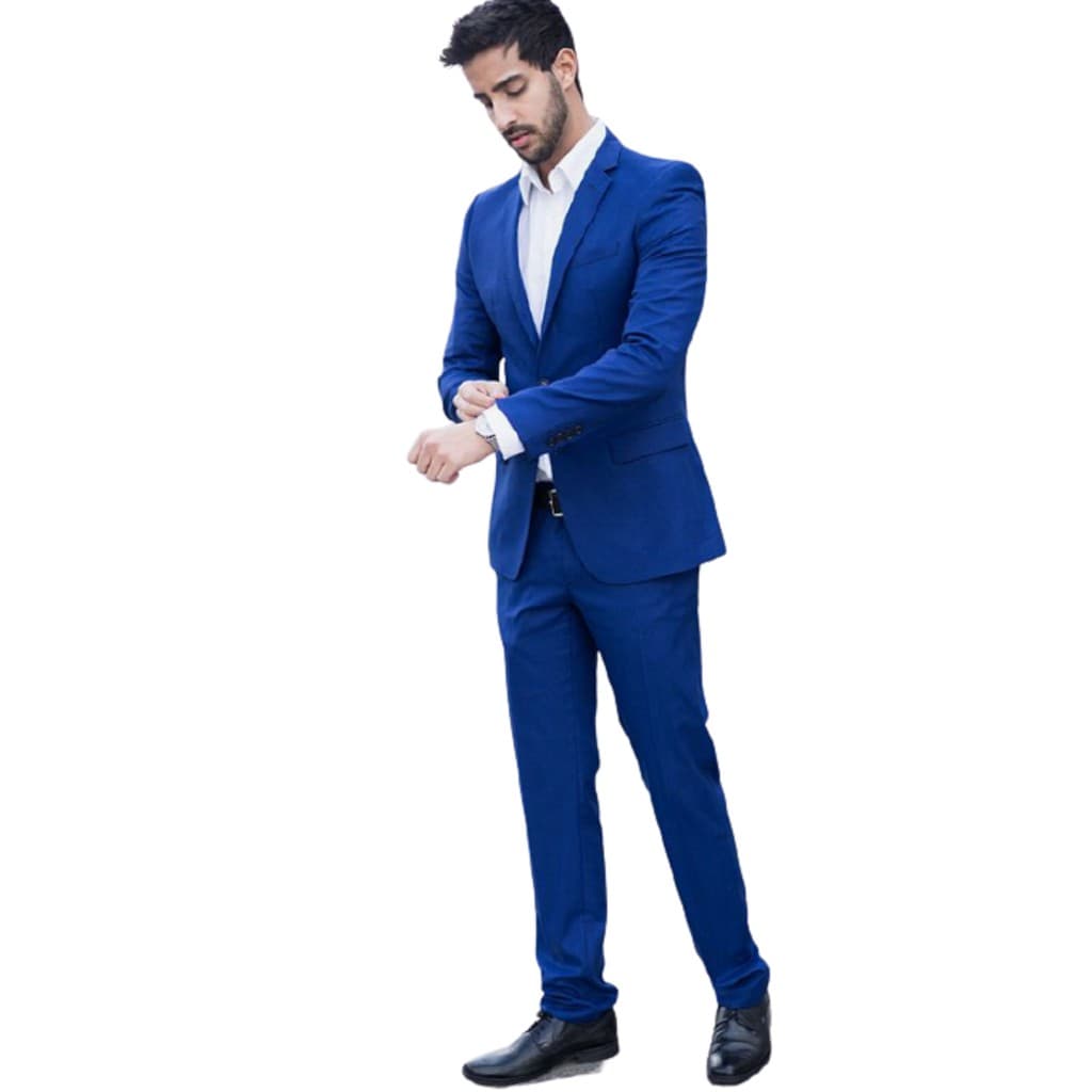 Terno masculino Completo Oxford Azul Royal ( Blazer + calça) - Slim Fit - modelo  Italiano barato