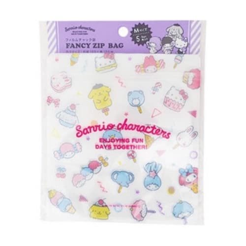Saquinho Fancy Zip Bag - SANRIO CHARACTERS - 5 unidades - 15,5x15,5cm