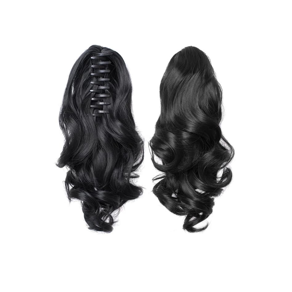 Aplique Rabo de Cavalo Fibra Orgânica Ondulado e Liso 45CM