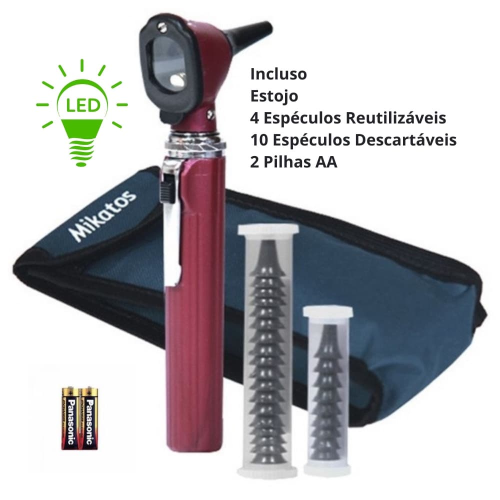 Otoscópio Mini Mikatos Led Várias Cores + 10 Espéculos Envio Imediato!