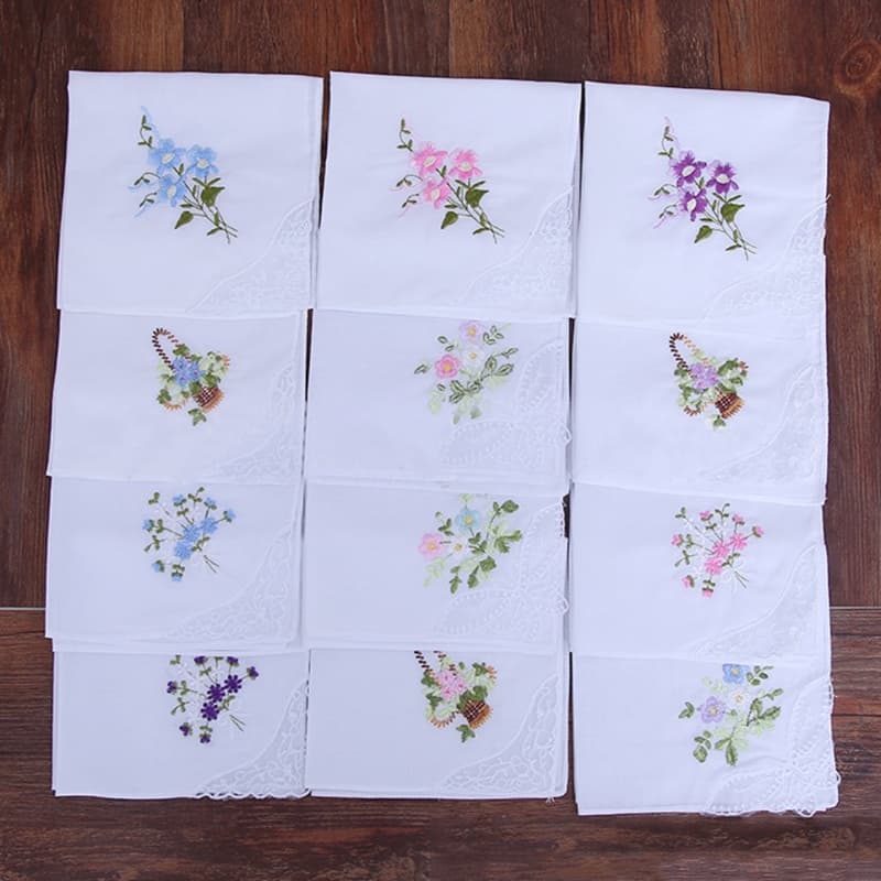 Judeu 6 Pcs Lenço Senhoras Renda Bordado Floral Hanky