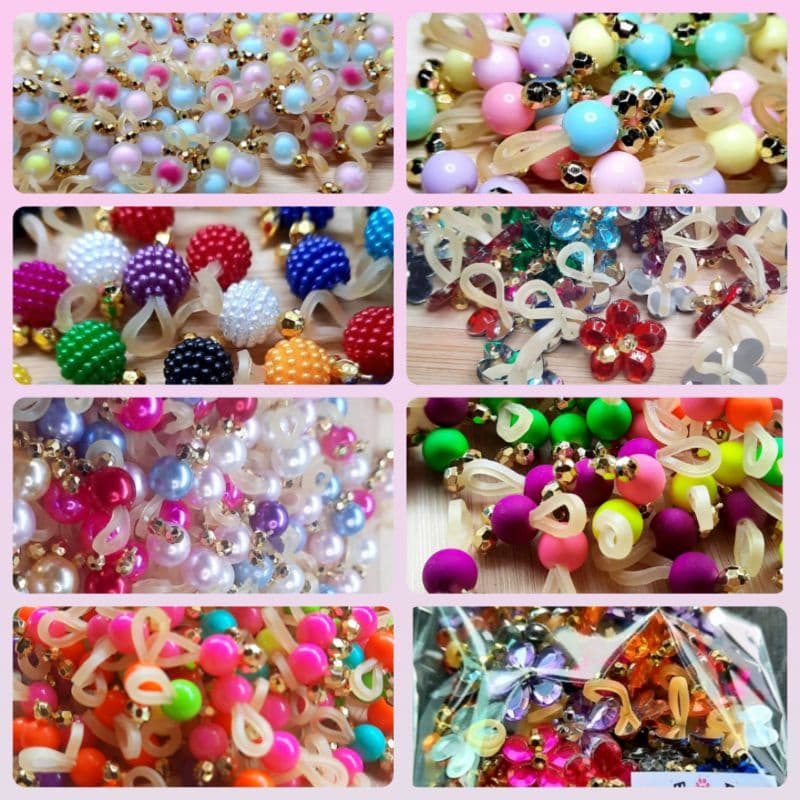 Kit 160 Lacinhos Pet Biju, Ponto de Luz, Penteado 8 Modelos Diferentes Pérolas Pet Shop Banho e Tosa