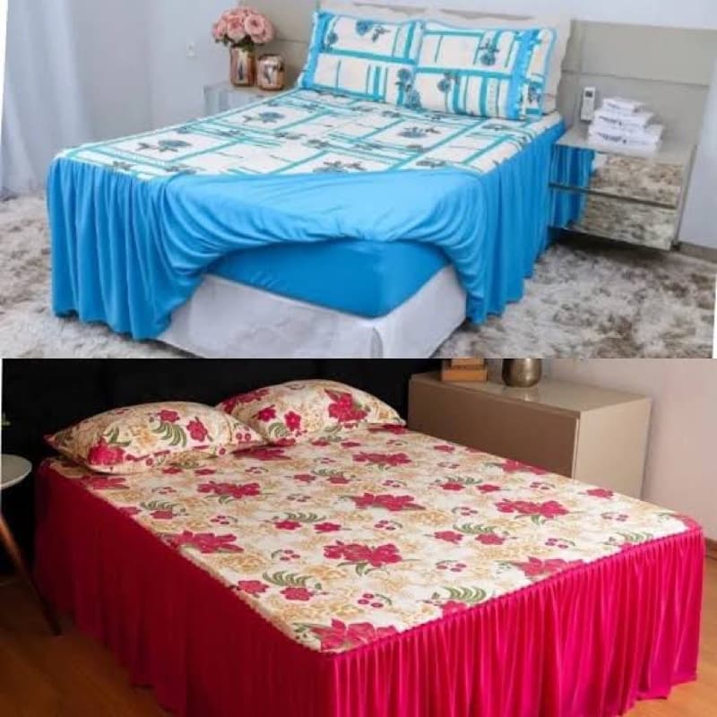 colcha lençol com elastico casal com fronhas 100% algodão