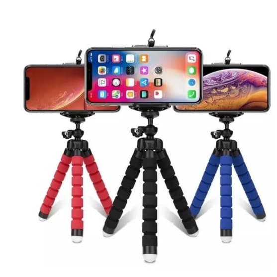 Mini Suporte Tripe De Mesa Escalavel Para Celular Gira 360º