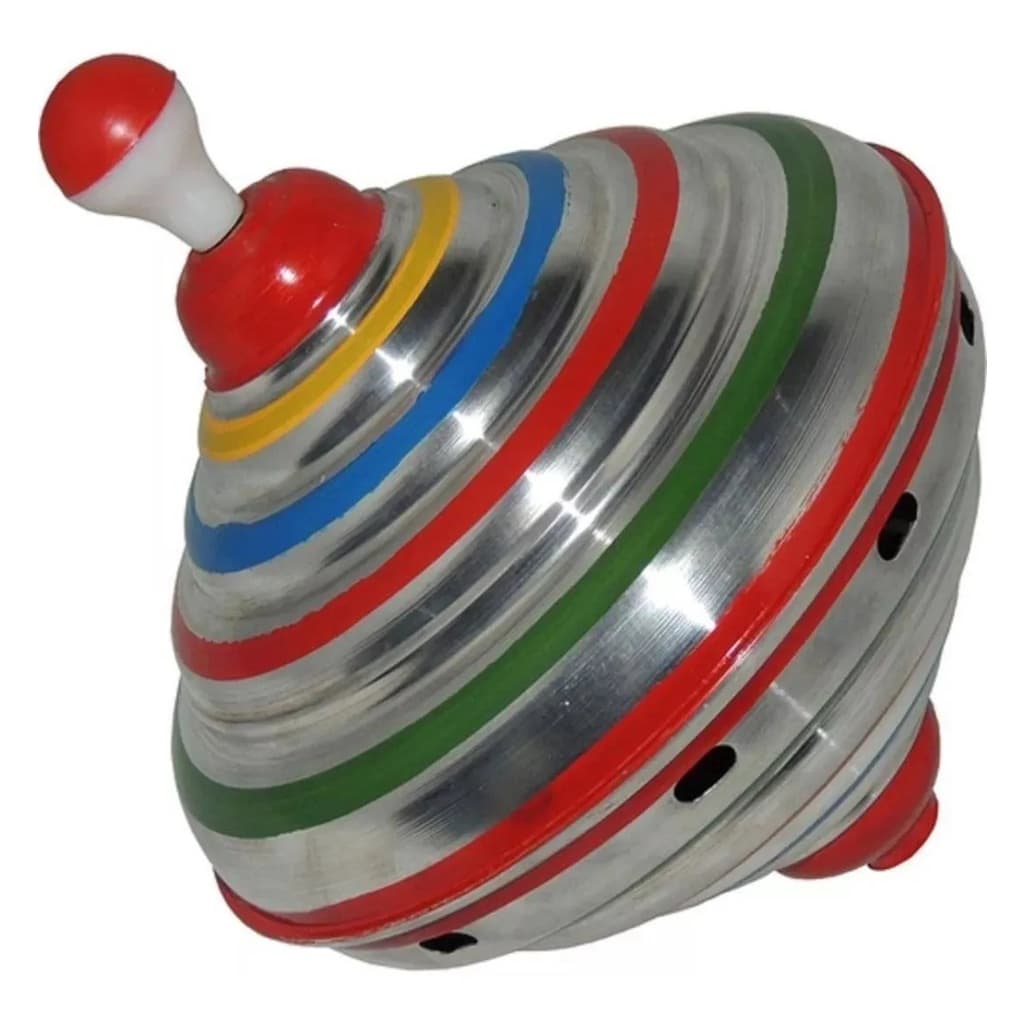 Pião Sonoro Médio em Alumínio - Brinquedo Clássico Retrô dos Anos 80 - IMC 82