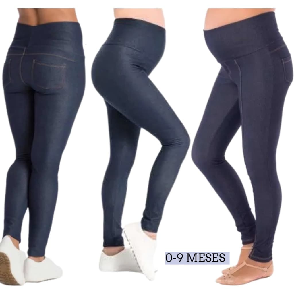 Calça Legging  Imita Jeans Roupa Para Gestantes Do 38 Ao 56 Mulher Grávida