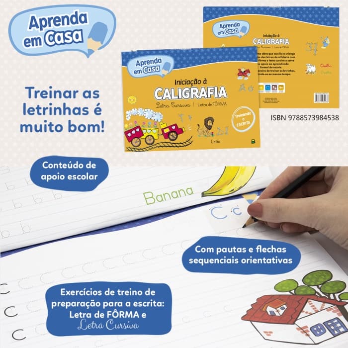 Livro Aprenda Em Casa: Iniciação À Caligrafia /cursiva/forma