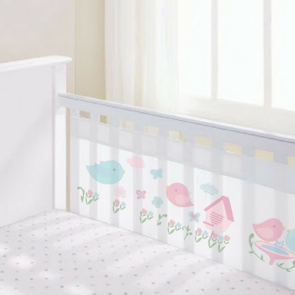 Protetor de Berço Tela Respirável 2 lados Grades Aguard Baby Padrão Americano Estampado JARDIM