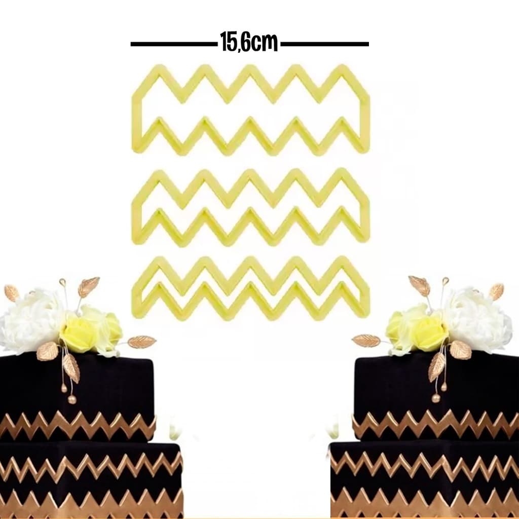 Kit Cortador Formato Chevron 3 Peças Para Massas e Biscuits