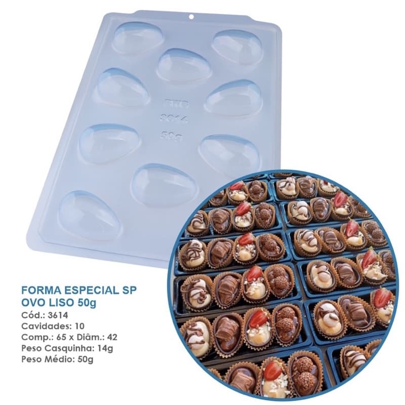 1~4 Forma Silicone Ovo Liso 50g Ref 3614 - SP 846 Linha Premium - BWB cod 3614 (CHOCO)