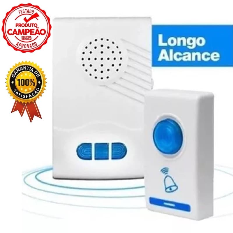 Campainha Sem Fio Alcance 100 metros 32 Toques Pilha Bivolt