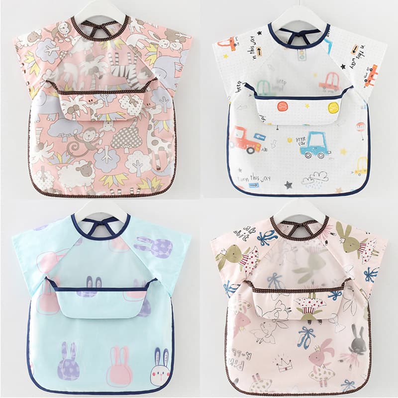 Bibs Baby À Prova D'água Comendo Infantil Desenho Sem Mangas Soft Bib Meal Burp Eva Cloths