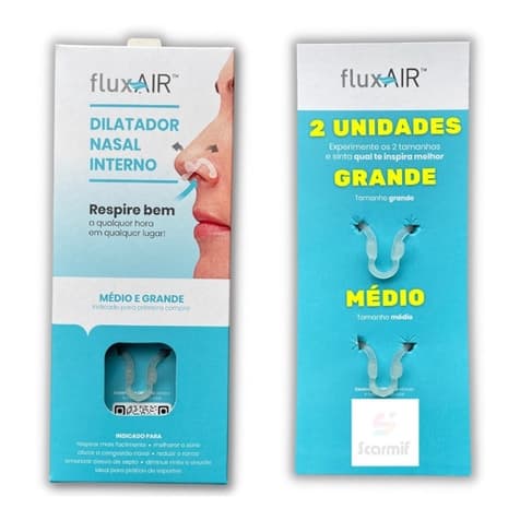 Flux Air Clip Dilatador Nasal Respire Melhor 2 Unidades sendo um dispositivo Médio e outro Grande