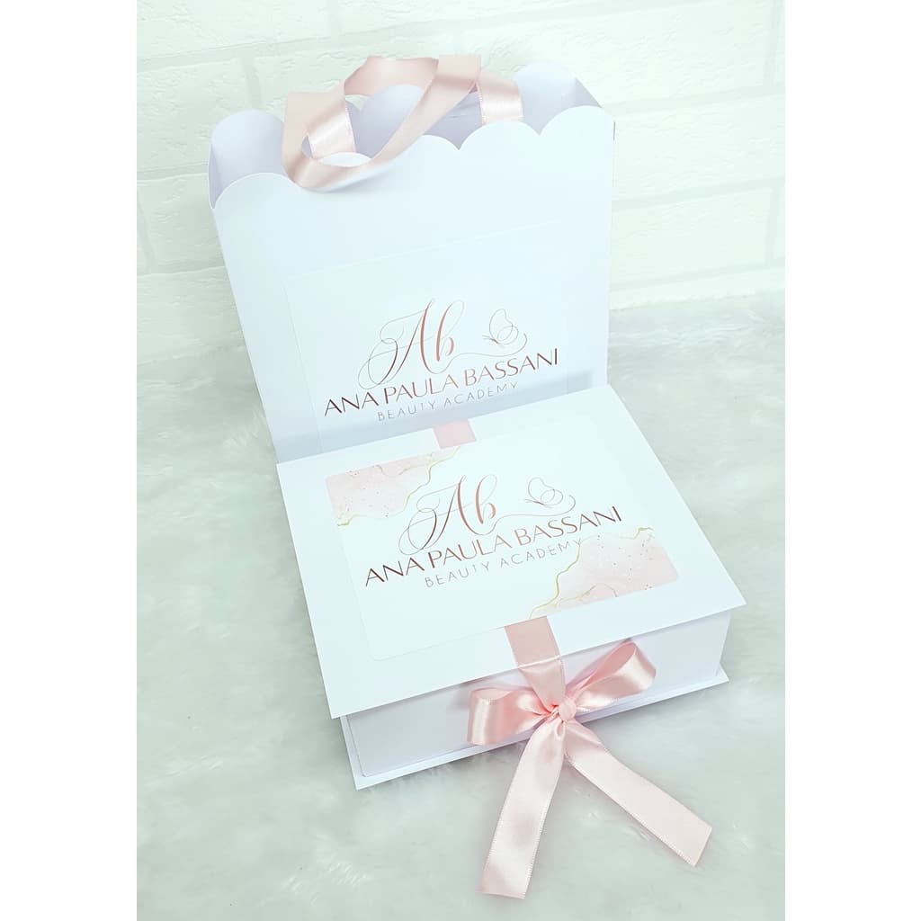 5 kits Cursos (Caixa+Sacola) com Logo para Empresas, para Cursos, Para design de Unhas