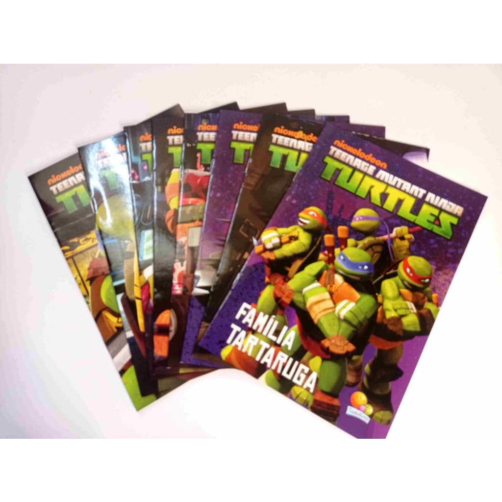 A origem das Tartarugas Ninjas - Pacote com 8 Livrinhos / Livro Turtle Passatempo Historia Aprender ler Atividade