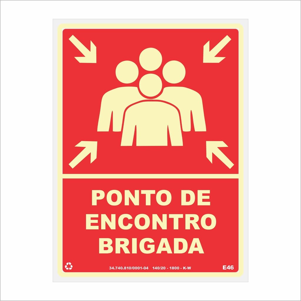 Placa de Sinalização Ponto de Encontro Brigada (Vermelha)