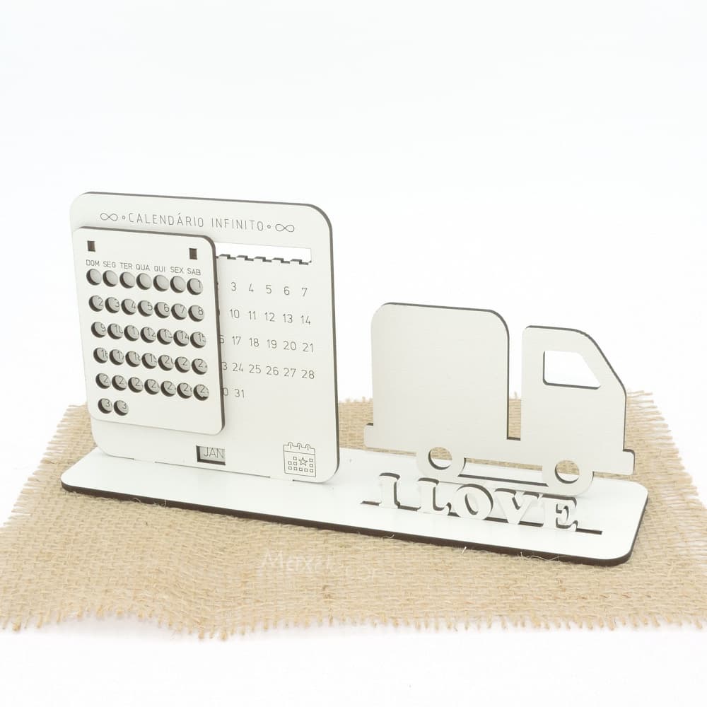 5 Calendário Infinito Personalizado Mdf Branco - Caminhão