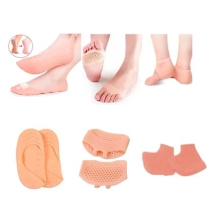 Kit com 3 Pares de Palmilhas para Pés Calcanhar e Dedos Meias de Silicone Pés Saúde Oferta