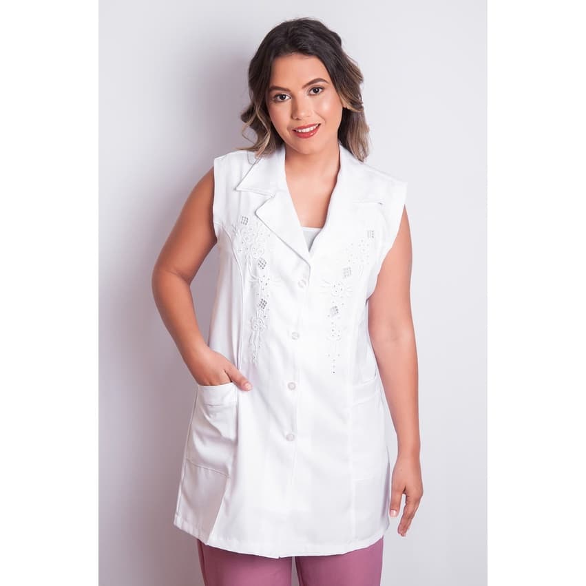 Jaleco Feminino  Bordado Tecido Microfibra ref : 027