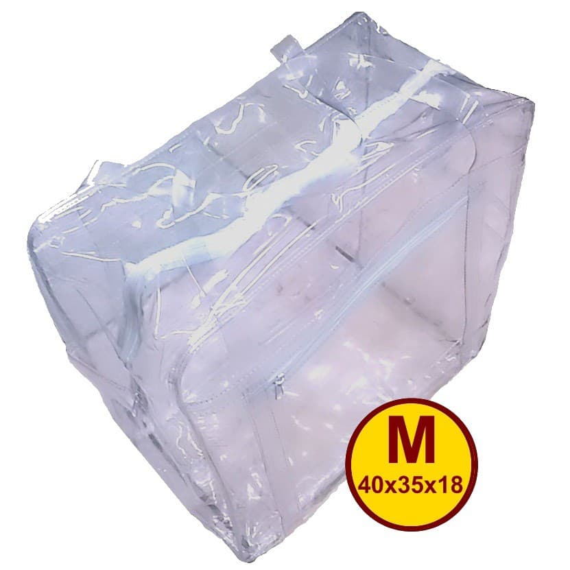 Bolsa Sacola Em Pvc Grosso Cristal Transparente Premium Média Alças em Silicone
