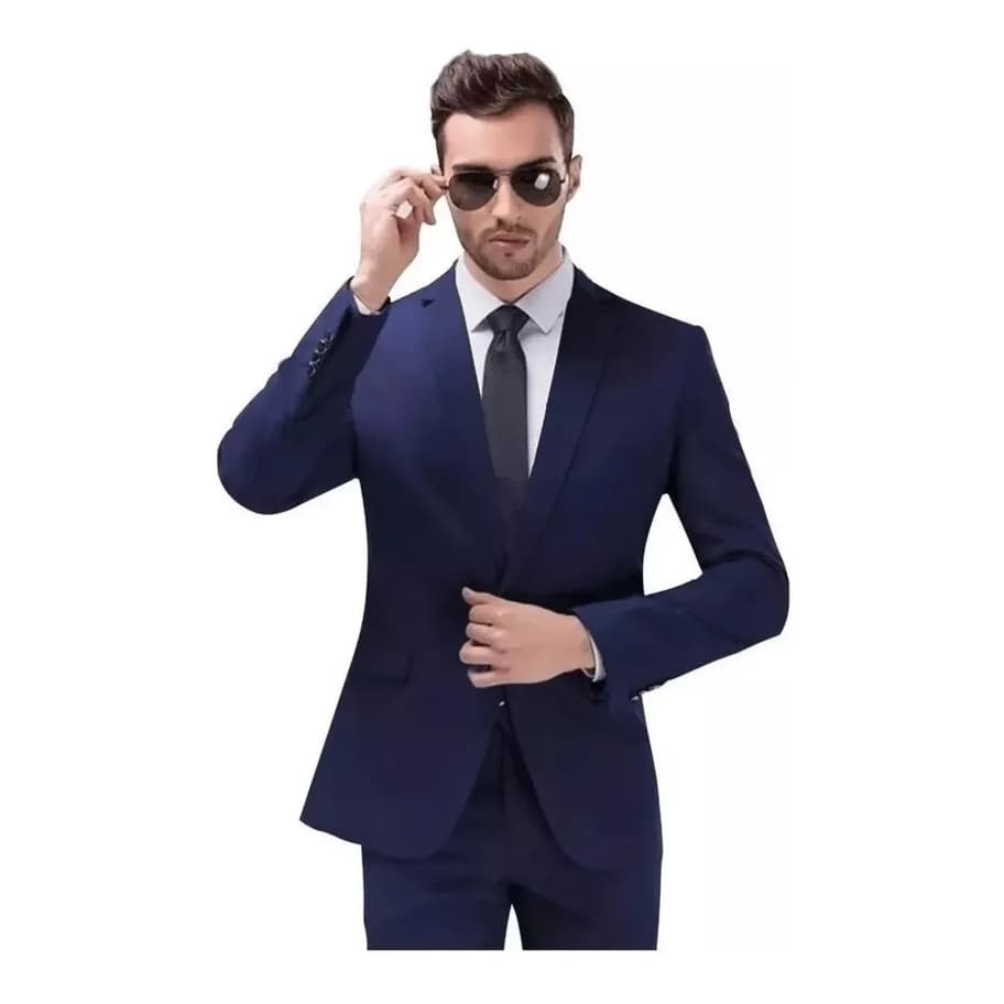 Terno Slim Masculino Executivo de Luxo Azul Marinho - ( Calça + Blazer )