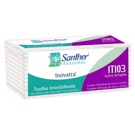 Papel Toalha Interfolhada Folha Tripla Macia Luxo Iti03 Inovatta Santher 200 Folhas