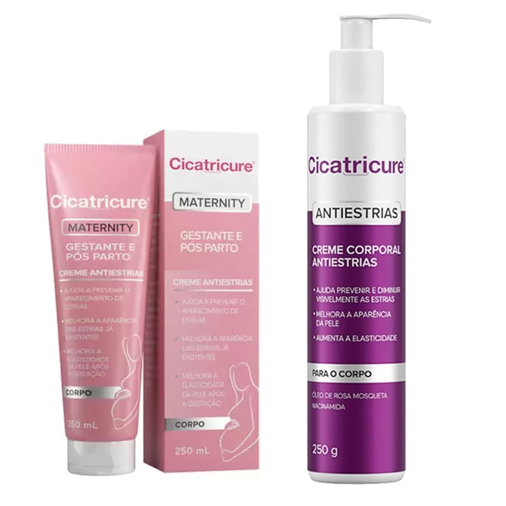 Kit  Cicatricure Anti Estrias 250g + Cicatricure Maternity Firmeza Pele após Gestação