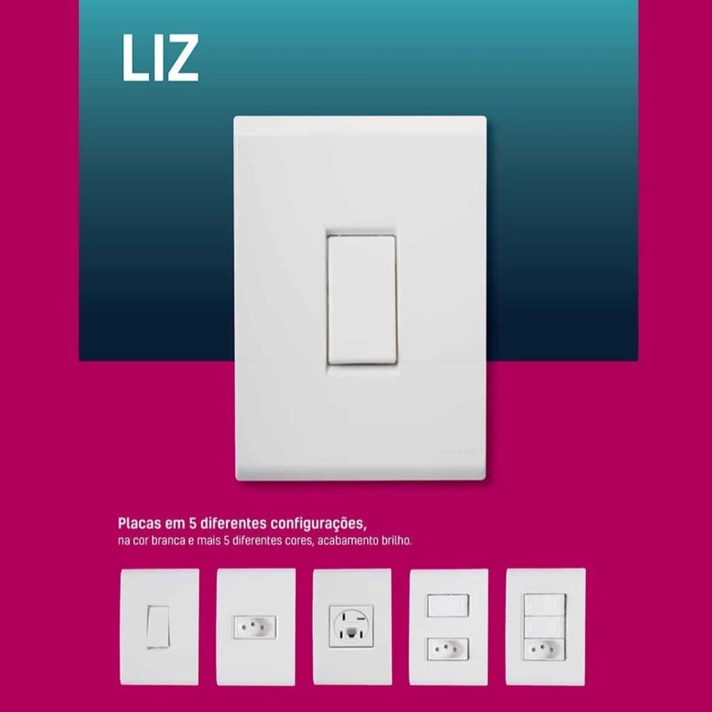 Conjunto Tomada e Interruptor Completo Tramontina Liz Cor Branca