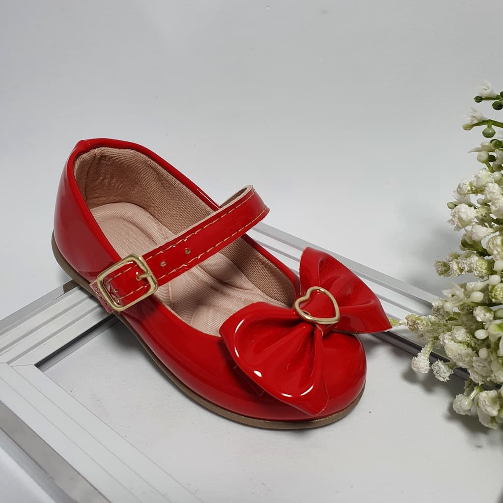 Sapatilha Infantil De Menina Milu Fashion Com Laço Coração 16 ao  34