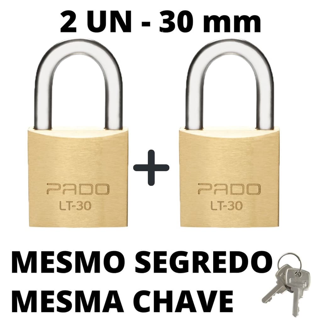 Kit 2 Cadeado Pado 30mm Mesmo Segredos Iguais Mesma Chave