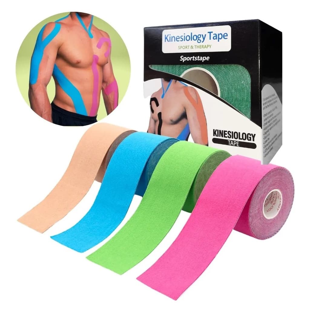 Fita Bandagem Elástica Adesiva Kinesio Tape Dor Muscular Rolo de 5cm x 5m