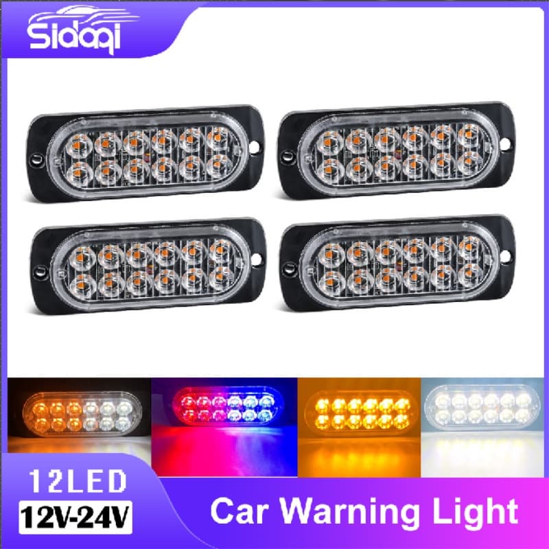 1pç Luz De Alerta Ultra Fina 12 Chips Carro LED Estroboscópica Grelha De Piscando Para Motocicleta De Caminhão De 12-24V