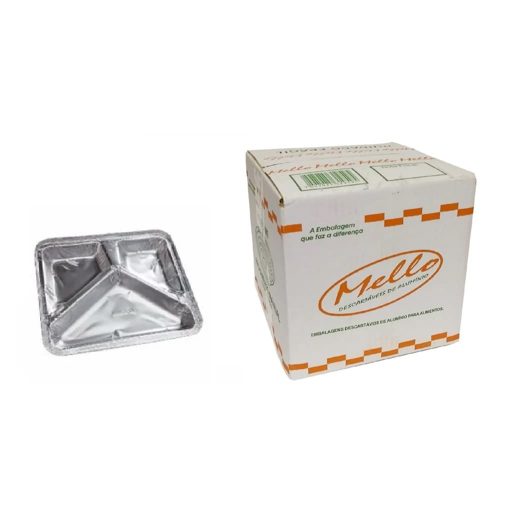 100 Bandeja Alumínio 3 Divisória Em Y 900ml Marmitinha (1cx)