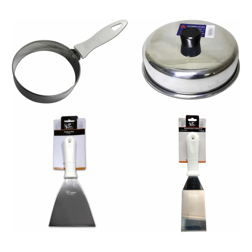 Kit Hambúrguer Abafador, Modelador de Ovo e 2 Espátulas