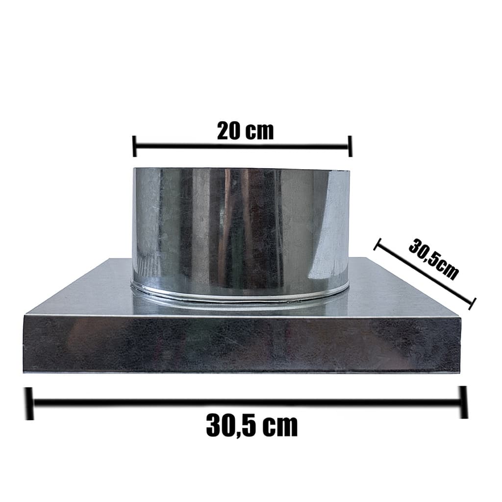 Adaptador chaminé aço galvanizado / preto  30,5cm x 30,50cm x 20cm (200mm)