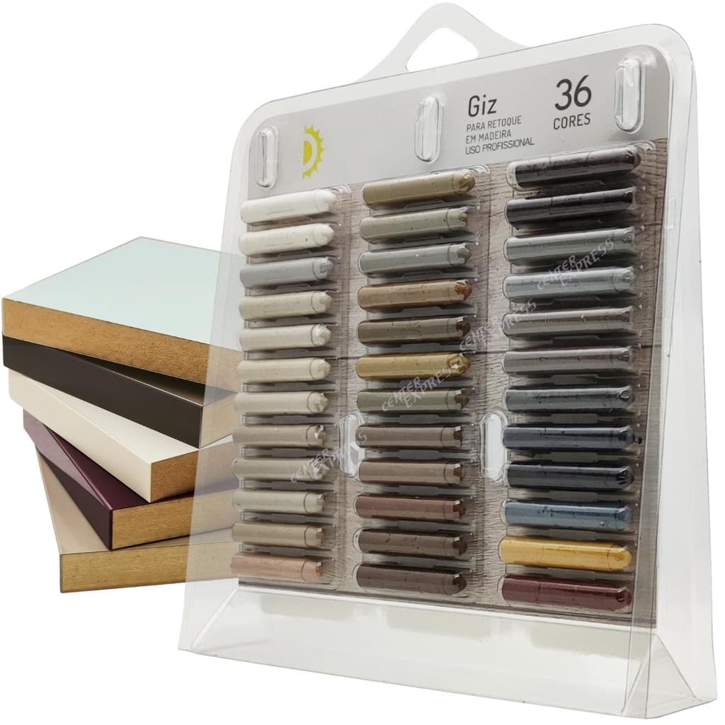 Correção Giz Madeira Marcenaria Moveis Profissional 36 Cores - COM NF