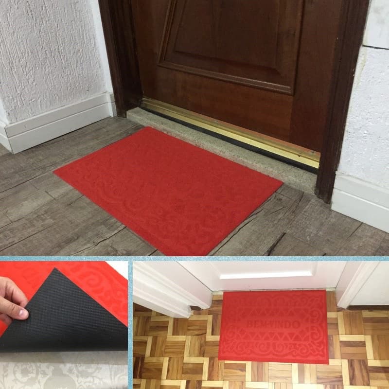 Tapete Bem Vindo Capacho 50X80cm de camuça e com antederrapante em burachada Diversas Cores Ref:(12-3A)