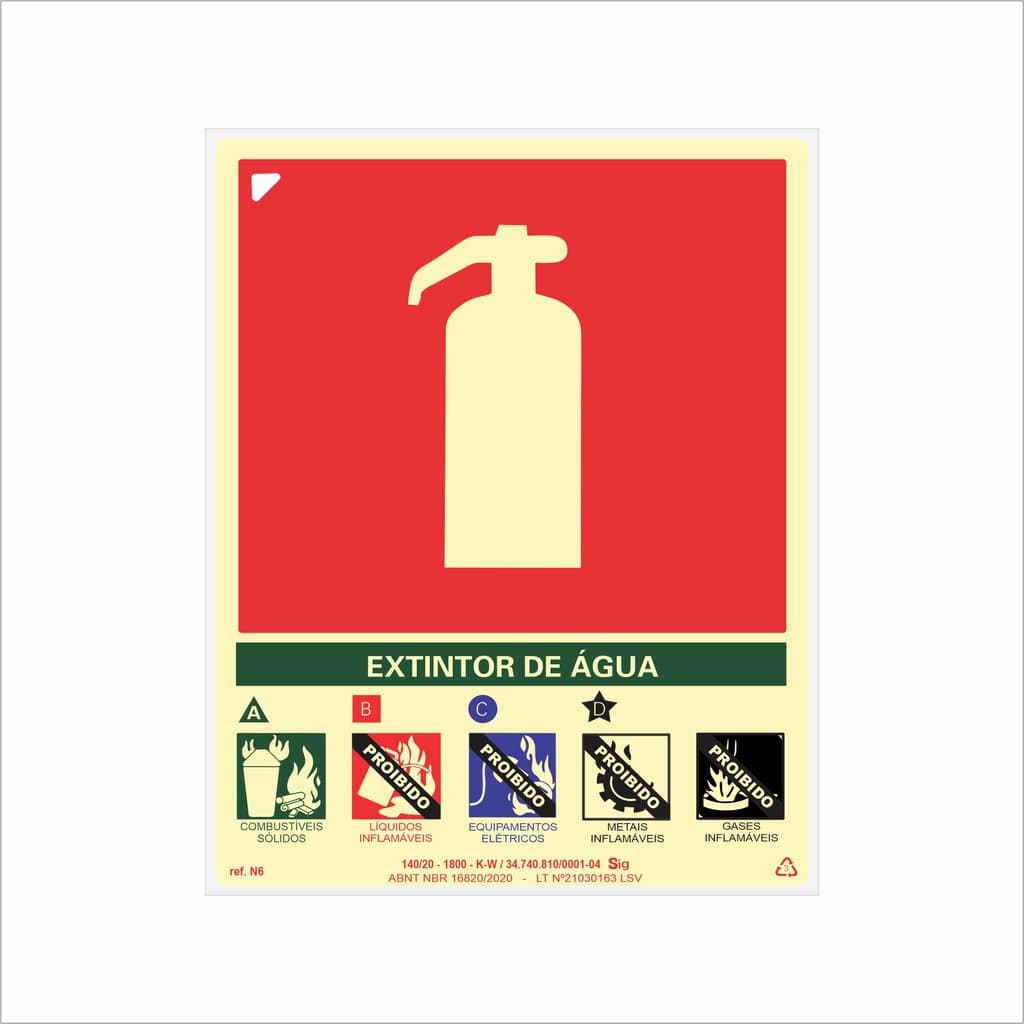 Placa de Sinalização Extintor Água