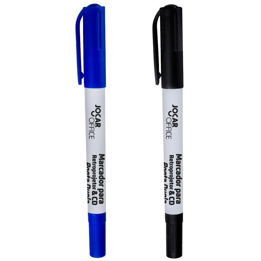 Kit 3 Caneta Permanente Retroprojetor CD/DVD Ponta Dupla Fina 0.4mm e Grossa 2mm Jocar Leonora