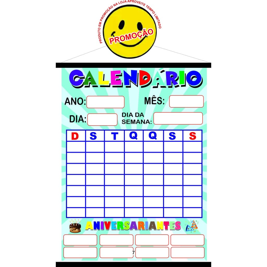 banner calendário escolar infantil tamanho 80x60 EM  PROMOÇÃO
