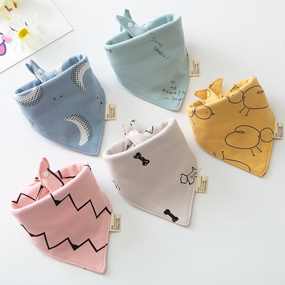 5 Peças Bebê Babadores Algodão Duplo Bandana Desenhos Animados Saliva Toalha Meninos Meninas Avental De Alimentação