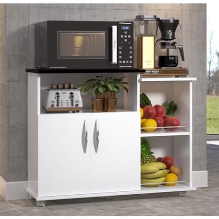 Fruteira Branca Com Portas e Gavetas Multiuso Para Sua Casa Tampo Branco BANHEIRO/ LAVANDERIA