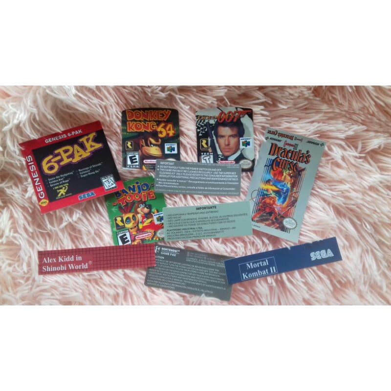 8 label plataformas diferentes n64 snes master system